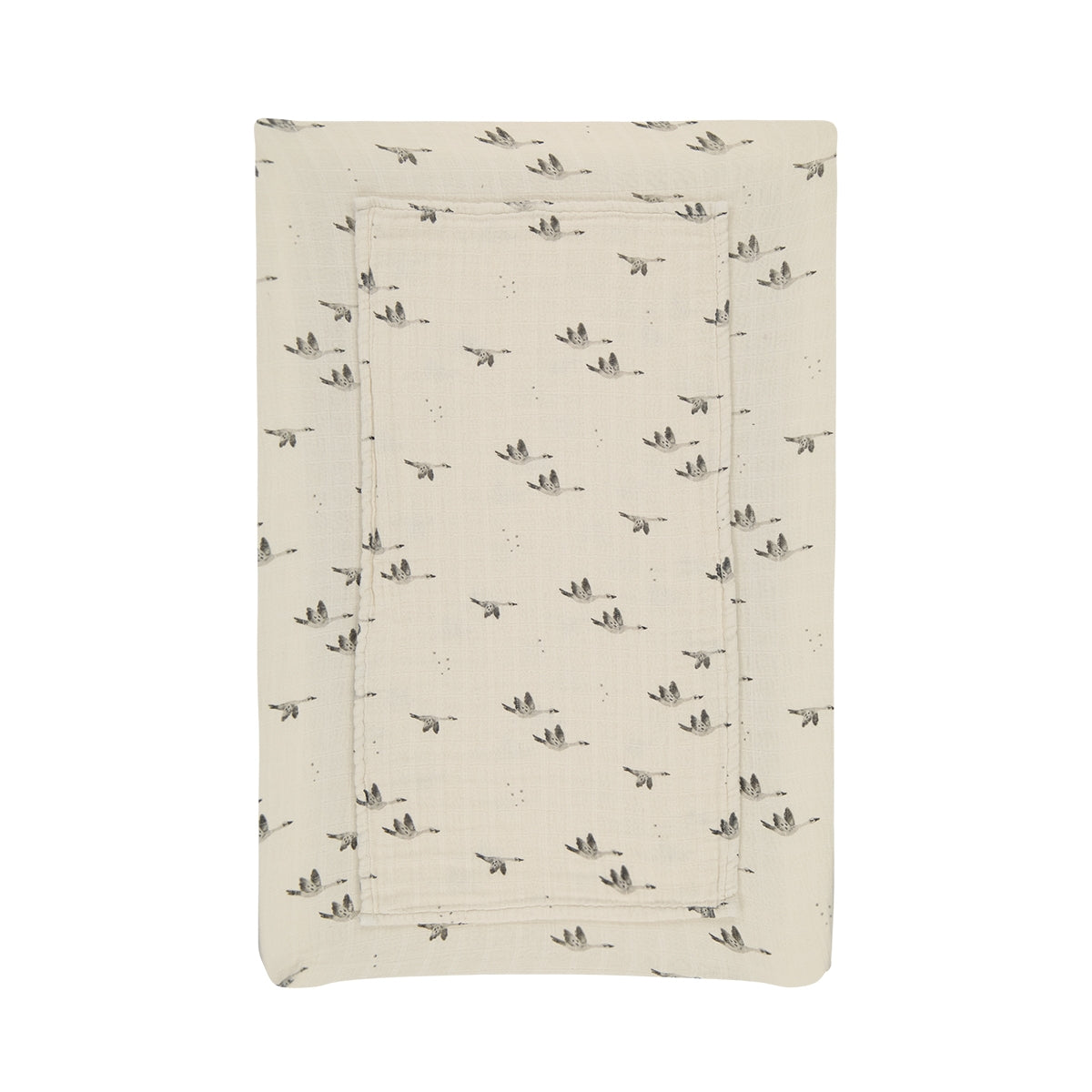 Housse de matelas à langer + 2 langes imprimé Oies naturel
