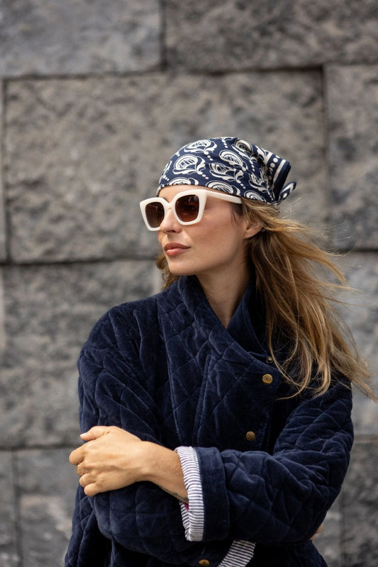 Manteau Jiya Velours Lisse Navy