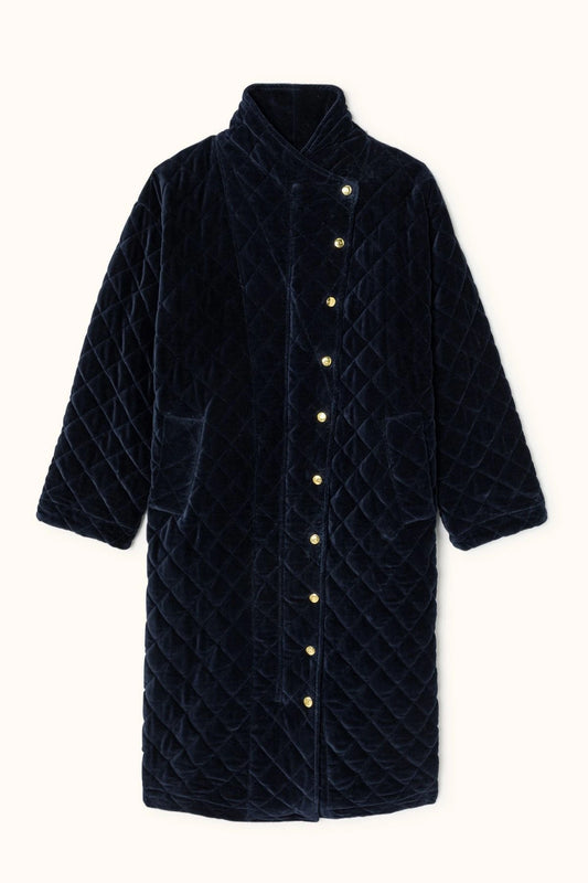 Manteau Jiya Velours Lisse Navy