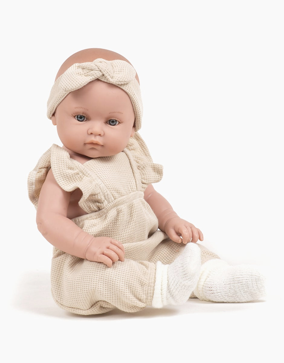 Bambinis – Headband à noeud rond en maille nid d’abeille lin
