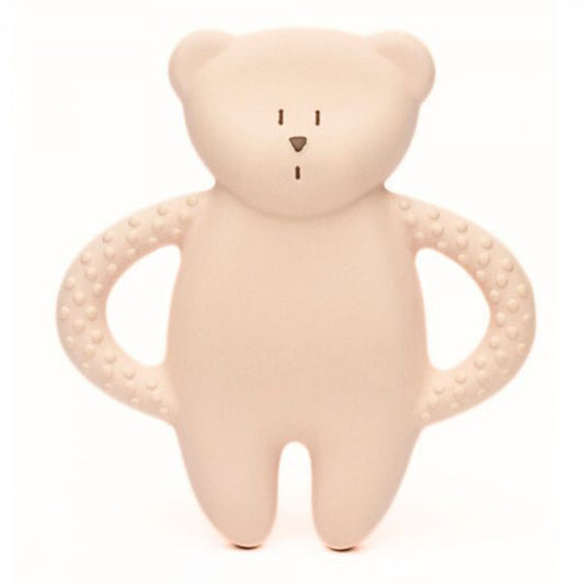 Ourson de dentition en caoutchouc naturel rose