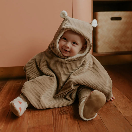 Poncho bébé teddy taupe