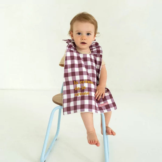 Bavoir élastiqué vichy aubergine La crème de la crème