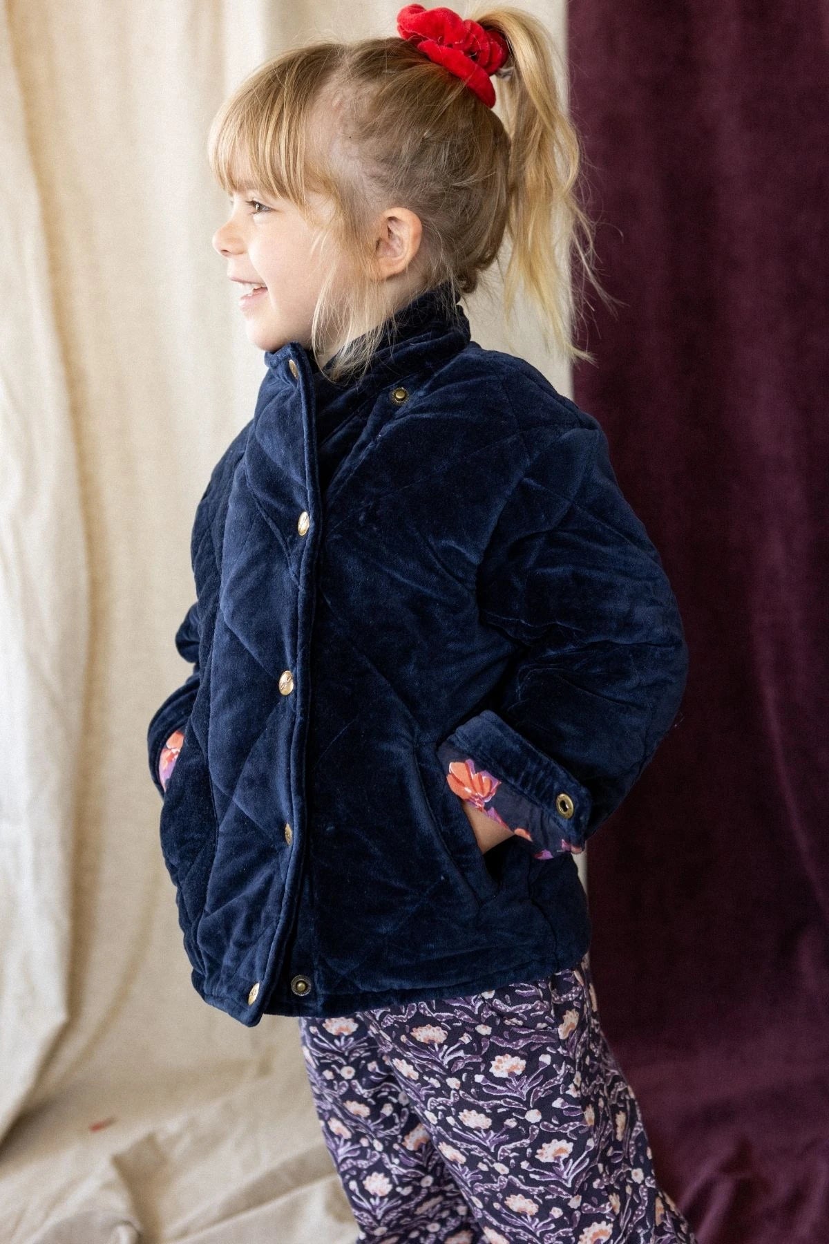 Veste Kapura Velours Lisse Navy