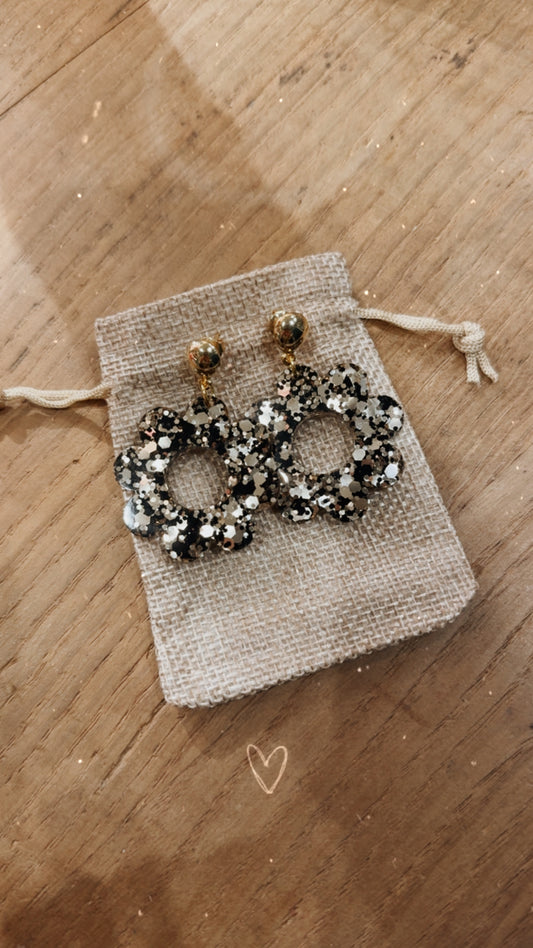 Boucle fleur à paillettes
