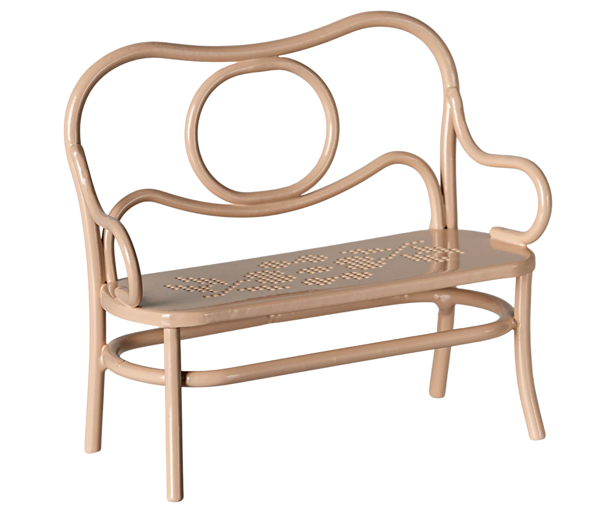 Maileg :  Table à café et banc, Souris, Grande - Rose pâle