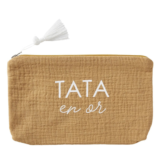 Trousse en gaze de coton "TATA EN OR"