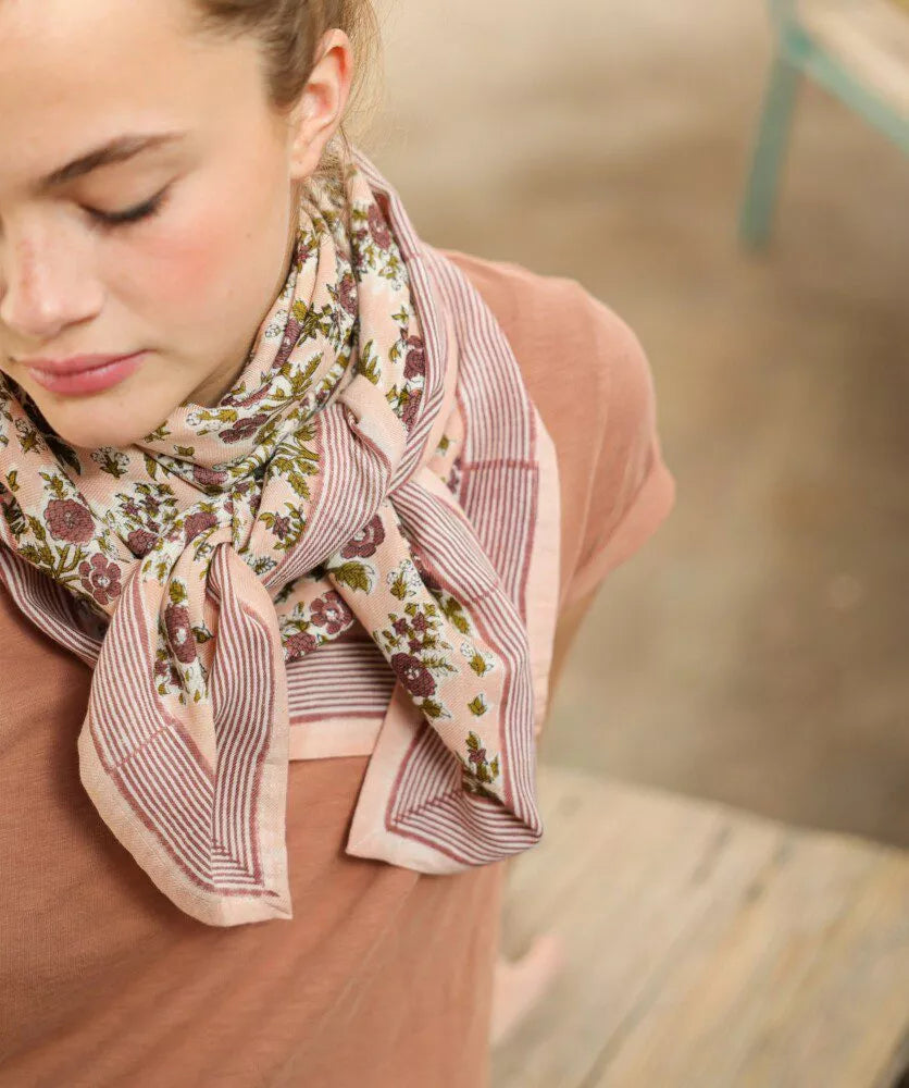 Foulard grand format - Soledad Rose Poudre