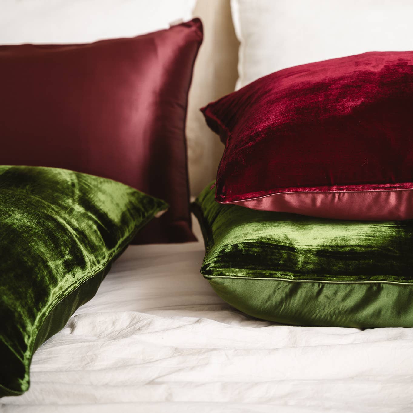 Taie d'Oreiller Bi-face Soie et Velours