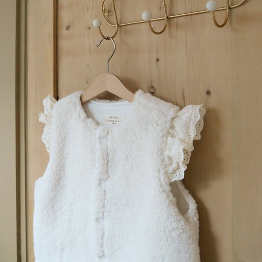 Gilet sans manches sherpa écru