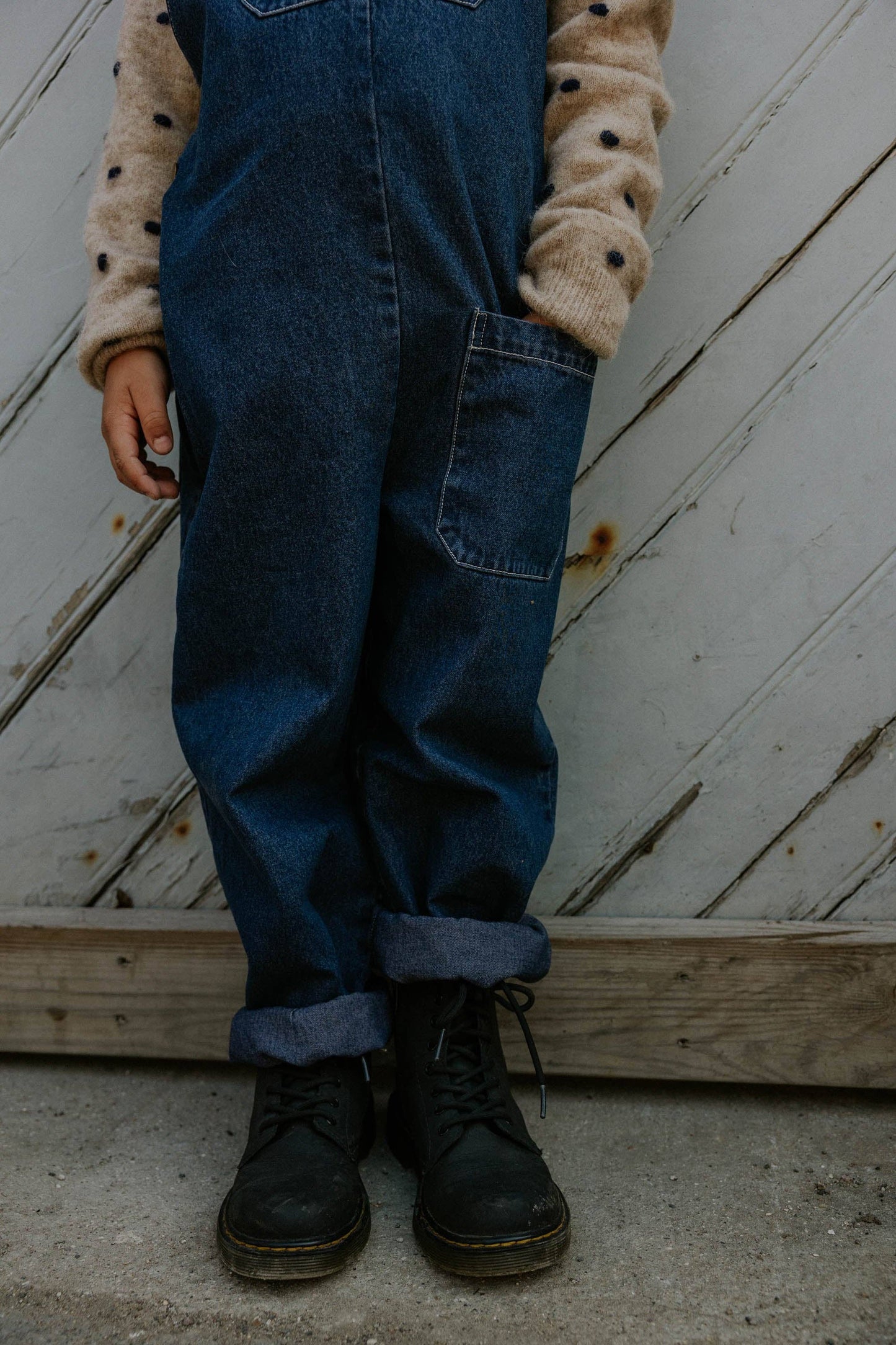 SALOPETTE EN JEAN DON - BLEU DENIM FONCÉ