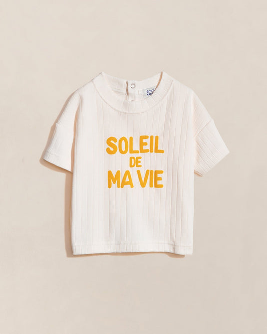 Le t-shirt Soleil de ma vie enfant en coton bio - crème