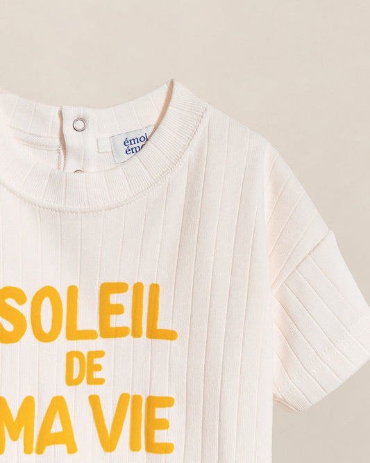 Le t-shirt Soleil de ma vie enfant en coton bio - crème