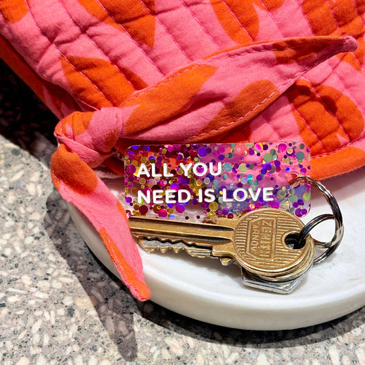 Porte-clés à paillettes : All you need is love