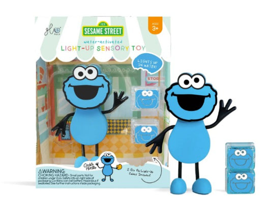 Personnage Cookie Monster + cubes lumineux bleus