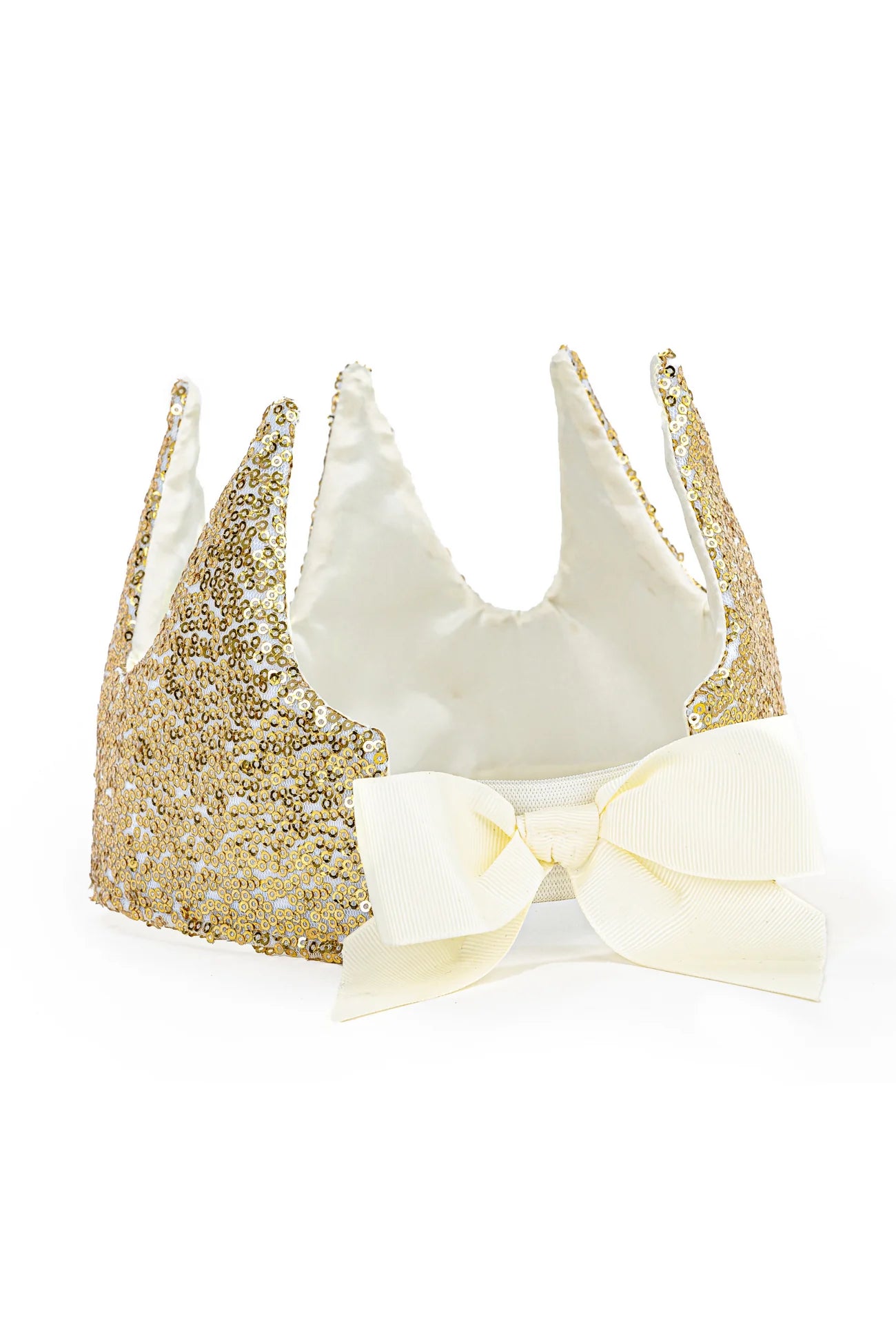 Couronne de princesse sequins dorés avec nœud