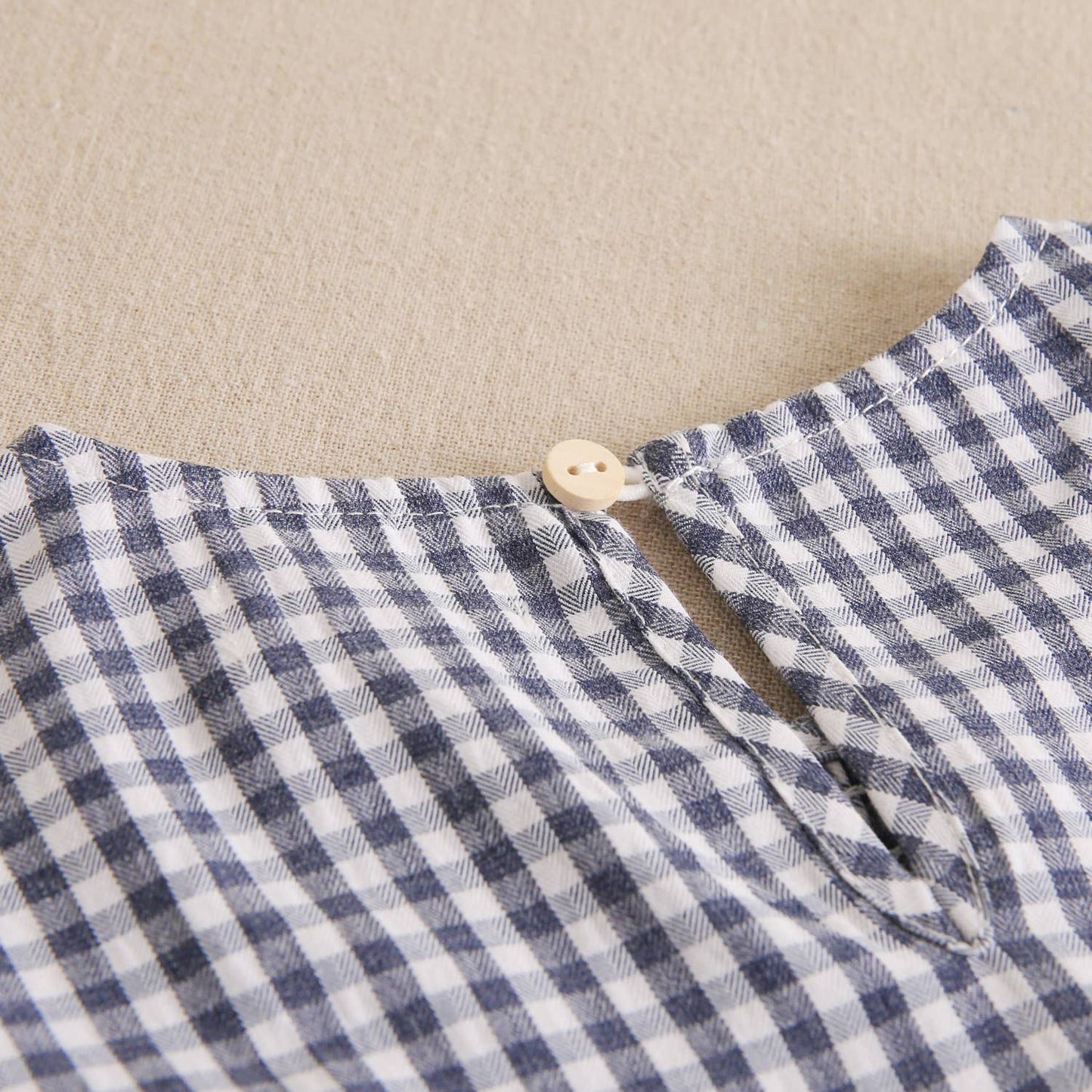 Blouse à manches longues à carreaux bleu et blanc Vichy pour fille