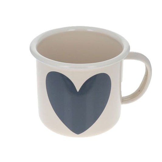 Mug émaillé cœur bleu