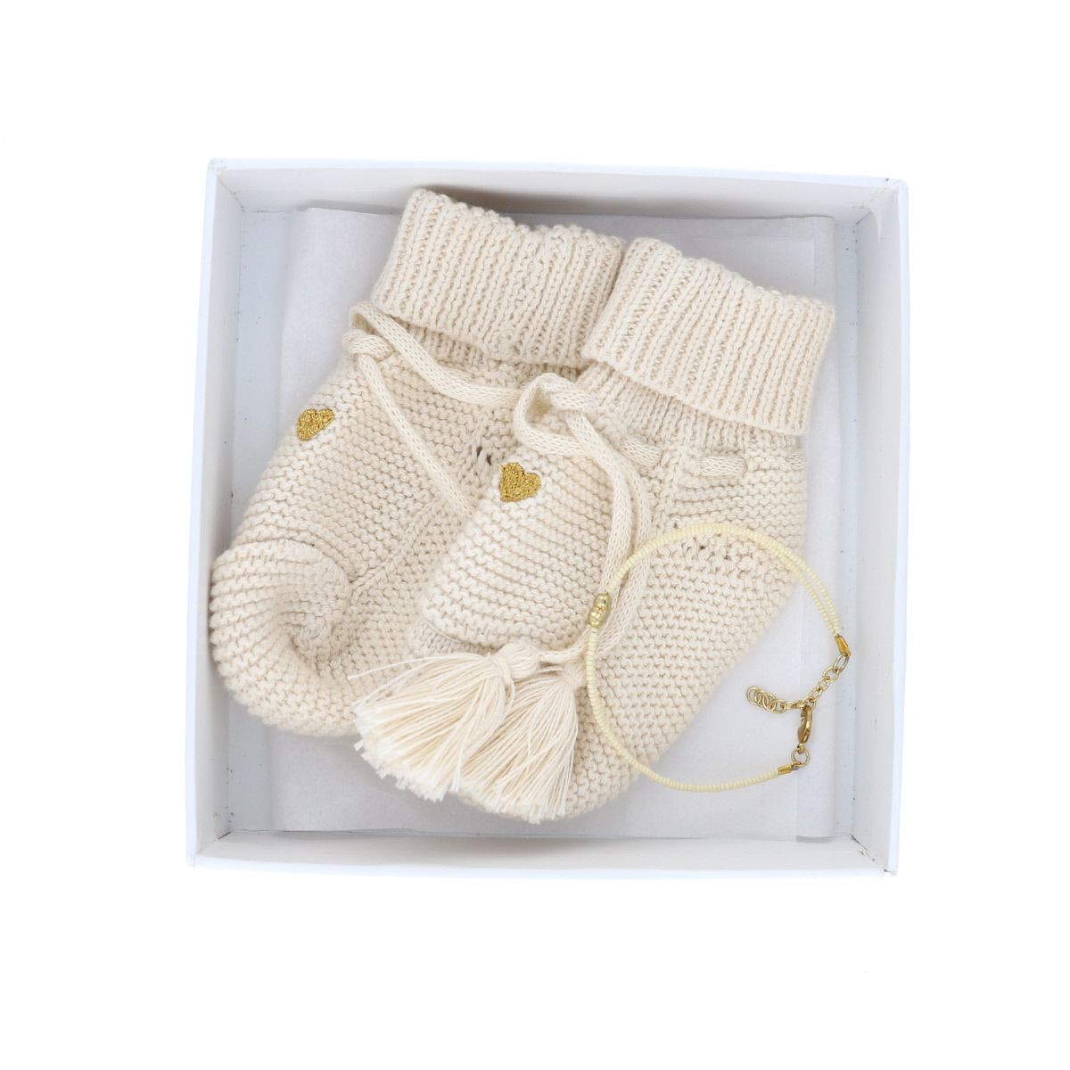 Coffret naissance chaussons et bracelet