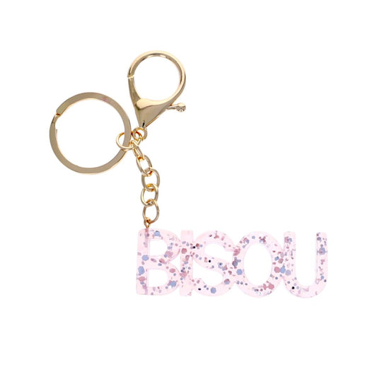 Porte-clés bisou rose pailleté