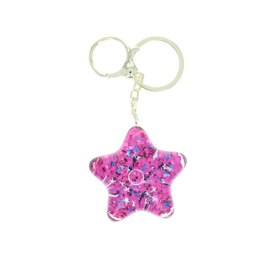 Porte-clés étoile multicolore à paillettes liquide