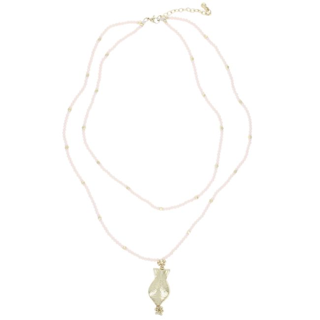 Collier doré et ivoire poisson -