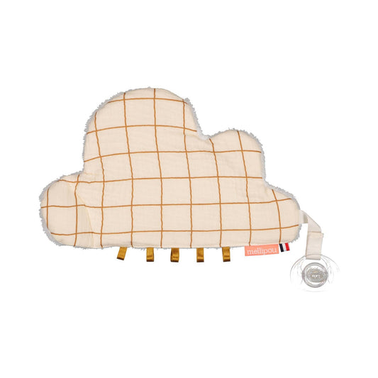 Doudou attache tétine grands carreaux
