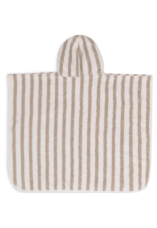 Poncho de Bain Stripe Éponge - Olive Green - GOTS