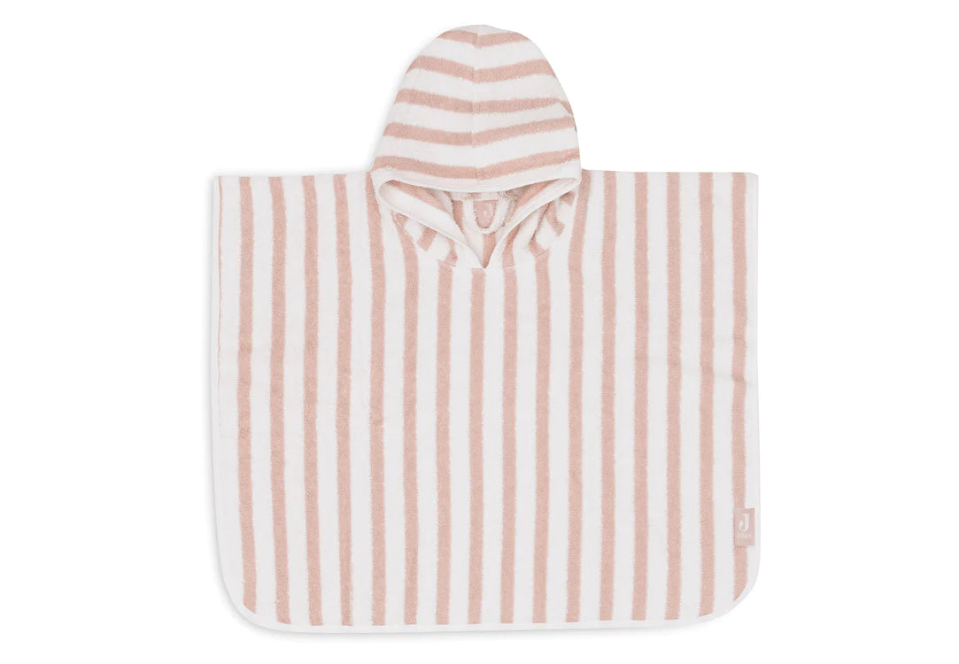 Poncho de Bain Stripe Éponge - Wild Rose - GOTS