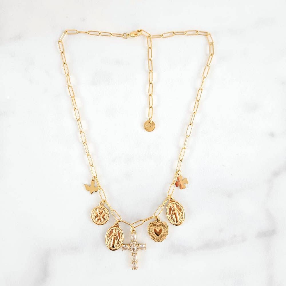 Collier charms blanc Madonna