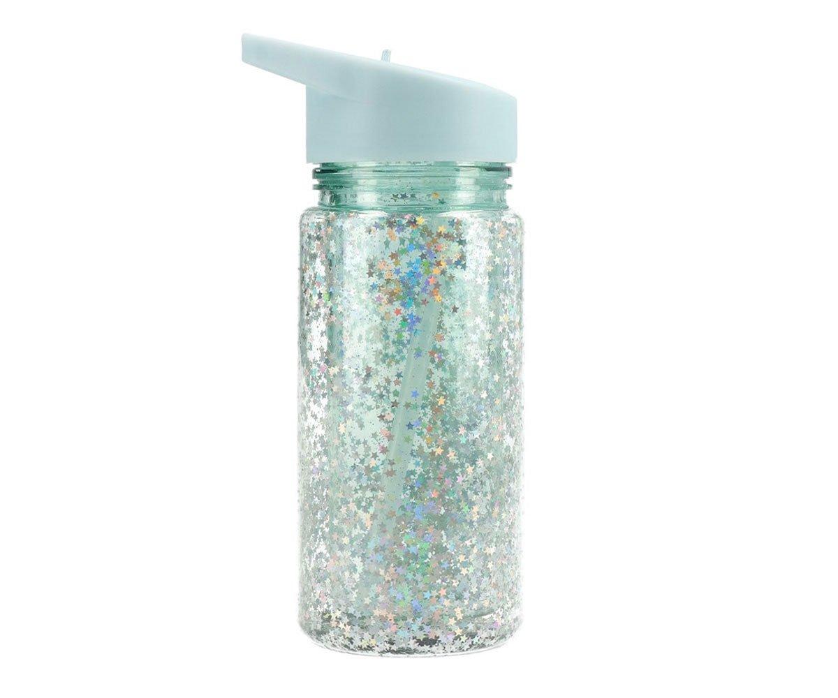 Gourde en Plastique avec Paille Glitter