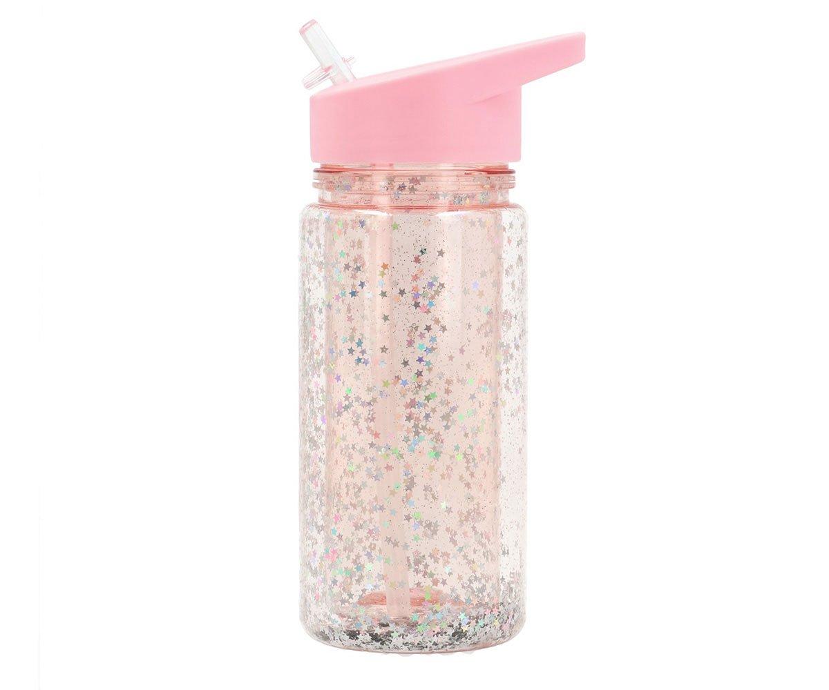 Gourde en Plastique avec Paille Glitter