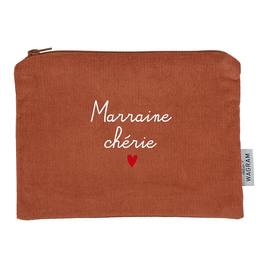 Pochette velours brique