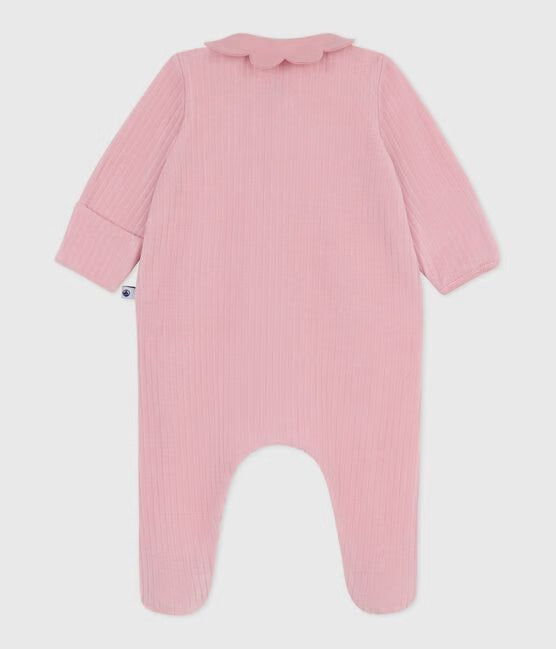 Pyjama bébé en velours à col uni