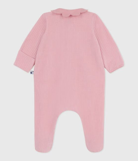 Pyjama bébé en velours à col uni