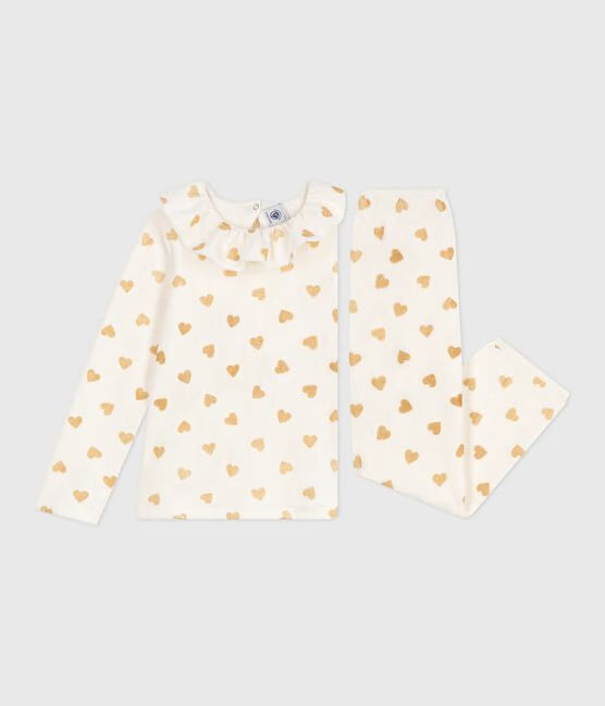 Pyjama de Noel enfant en velours imprimé cœurs dorés ✨