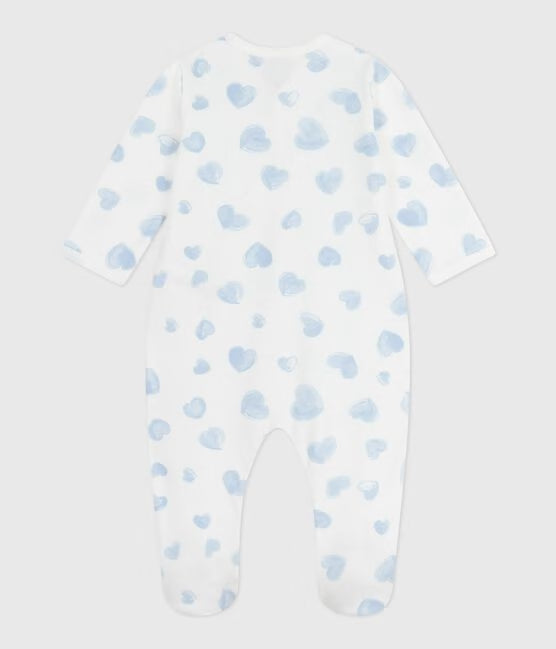 Pyjama bébé en molleton gratté à col imprimé cœurs Bleu 🩵