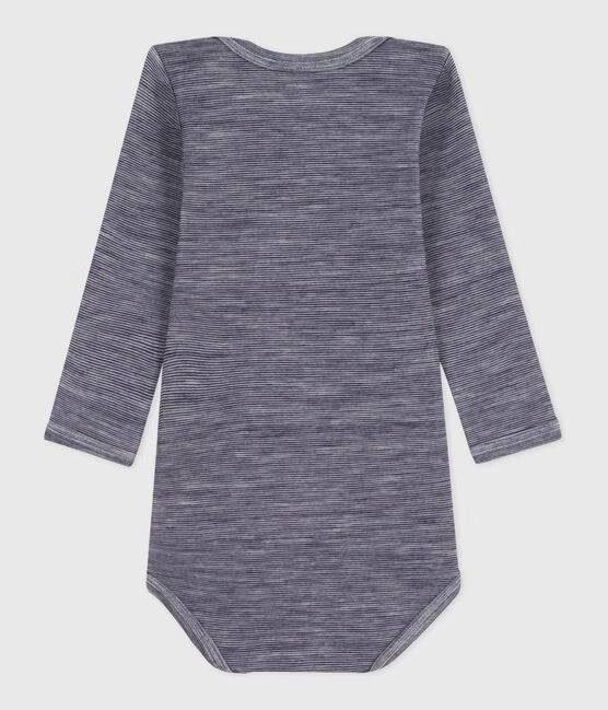 Body manches longues bébé en laine et coton anthracite