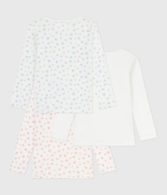 Tee-shirts x3 enfant imprimé cœurs