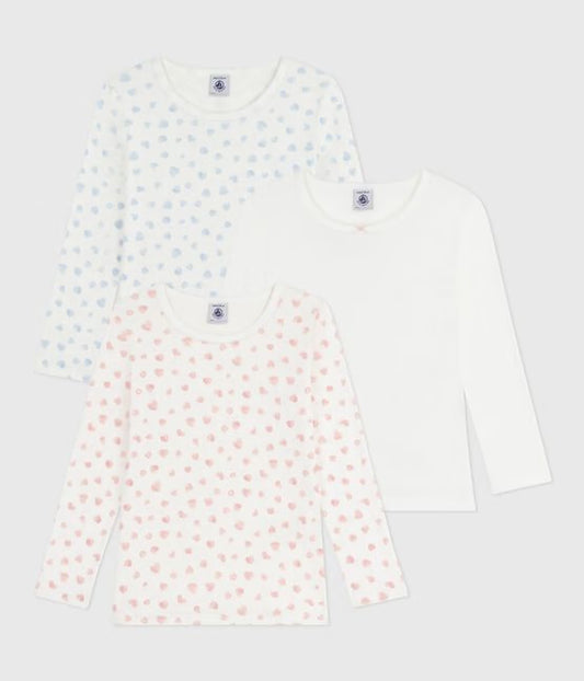 Tee-shirts x3 enfant imprimé cœurs