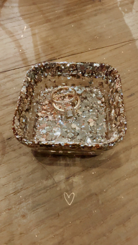 Petite coupelle à bagues carré à paillettes