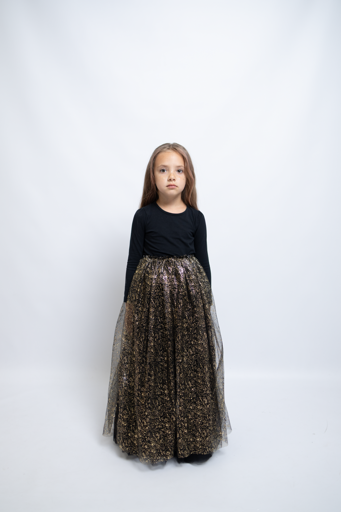 Jupe longue de fête noir et doré