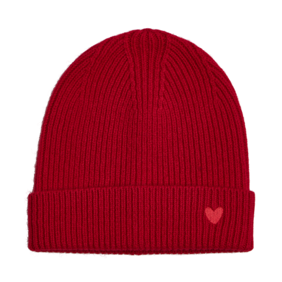 Bonnet bordeaux en laine avec 🖤