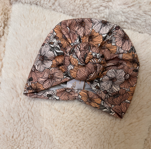 Turban noeud motif fleurs