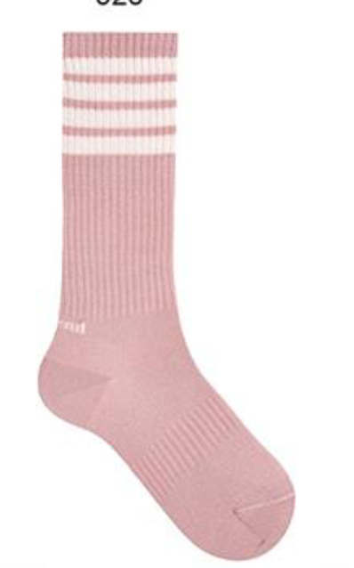 Chaussettes hautes Sport 4 bandes Rose