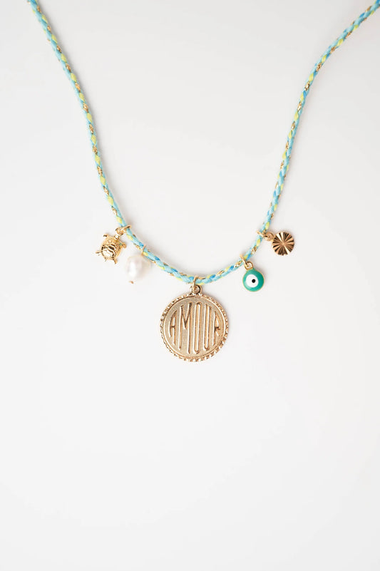 Collier Gri Gri Amour bleu