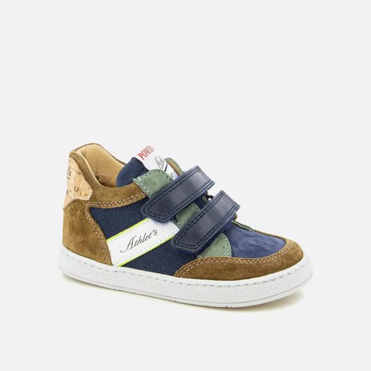 Pom d’Api : Baskets Mousse Easy Racing navy/camel