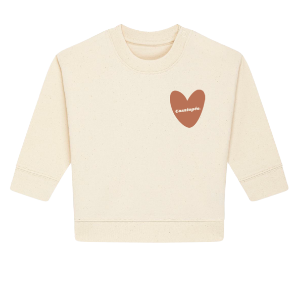 Sweat crème cœur marron