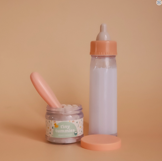 Coffret petit pot de céréales et biberon de lait pour les poupées