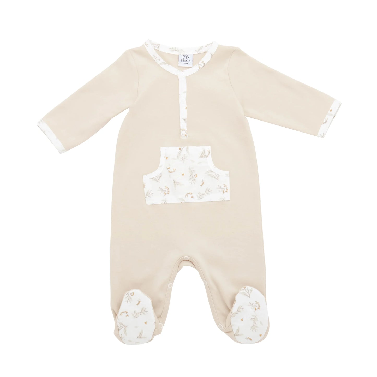 Pyjama coton beige Feuilles/libellules